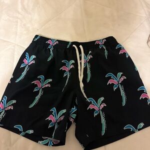 Chubbies Black and Pink Swim Trunks Tropical Vibe
